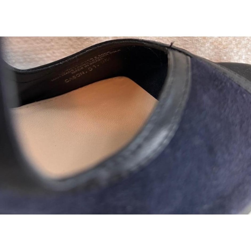ANTONIO MELANI CASON 51 Size 9 Navy Suede Leather Open Toe Ankle Strap Heels - Picture 6 of 6